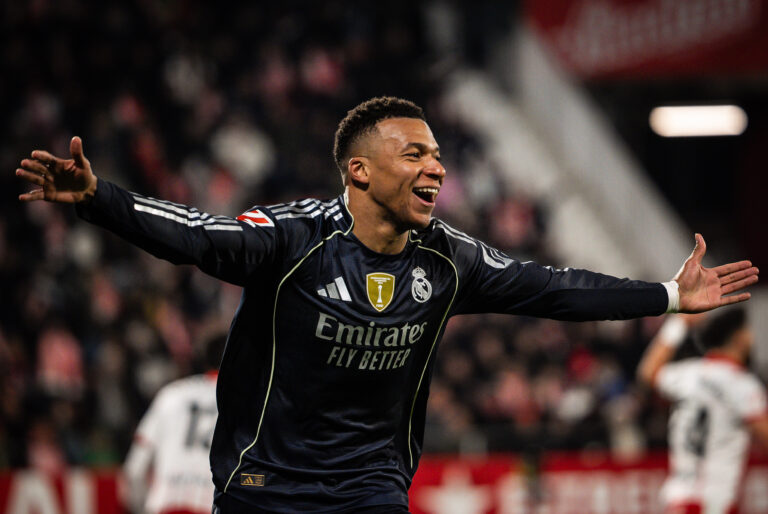Kylian MBAPPE of Real Madrid celebrates his goal during the Spanish championship LaLiga football match between Girona FC and Real Madrid CF on 30 November 2025 at Montilivi stadium in Girona, Spain (Photo by /Sipa USA)
2025.11.30 Girona
pilka nozna liga hiszpanska
Girona FC - Real Madryt
Foto IPA/SIPA USA/PressFocus

!!! POLAND ONLY !!!
