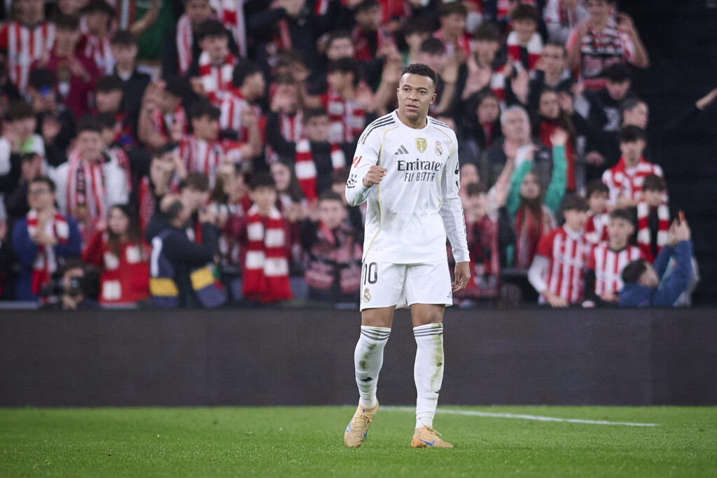 Real Madrid’s Kylian Mbappe celebrates a goal during La Liga match. December 03 ,2025. (ALTERPHOTOS/Ropero)
2025.12.03 Bilbao
pilka nozna liga hiszpanska
Athletic Bilbao - Real Madryt
Foto Alter Photos/SIPA USA/PressFocus

!!! POLAND ONLY !!!