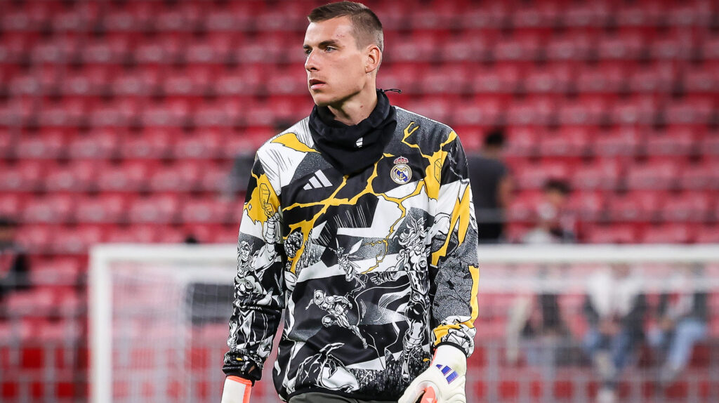 Andriy LUNIN of Real Madrid during the Spanish championship LaLiga football match between Athletic Club and Real Madrid CF on 3 December 2025 at San Mames in Bilbao, Spain (Photo by /Sipa USA)
2025.12.03 Bilbao
pilka nozna liga hiszpanska
Athletic Bilbao - Real Madryt
Foto IPA/SIPA USA/PressFocus

!!! POLAND ONLY !!!