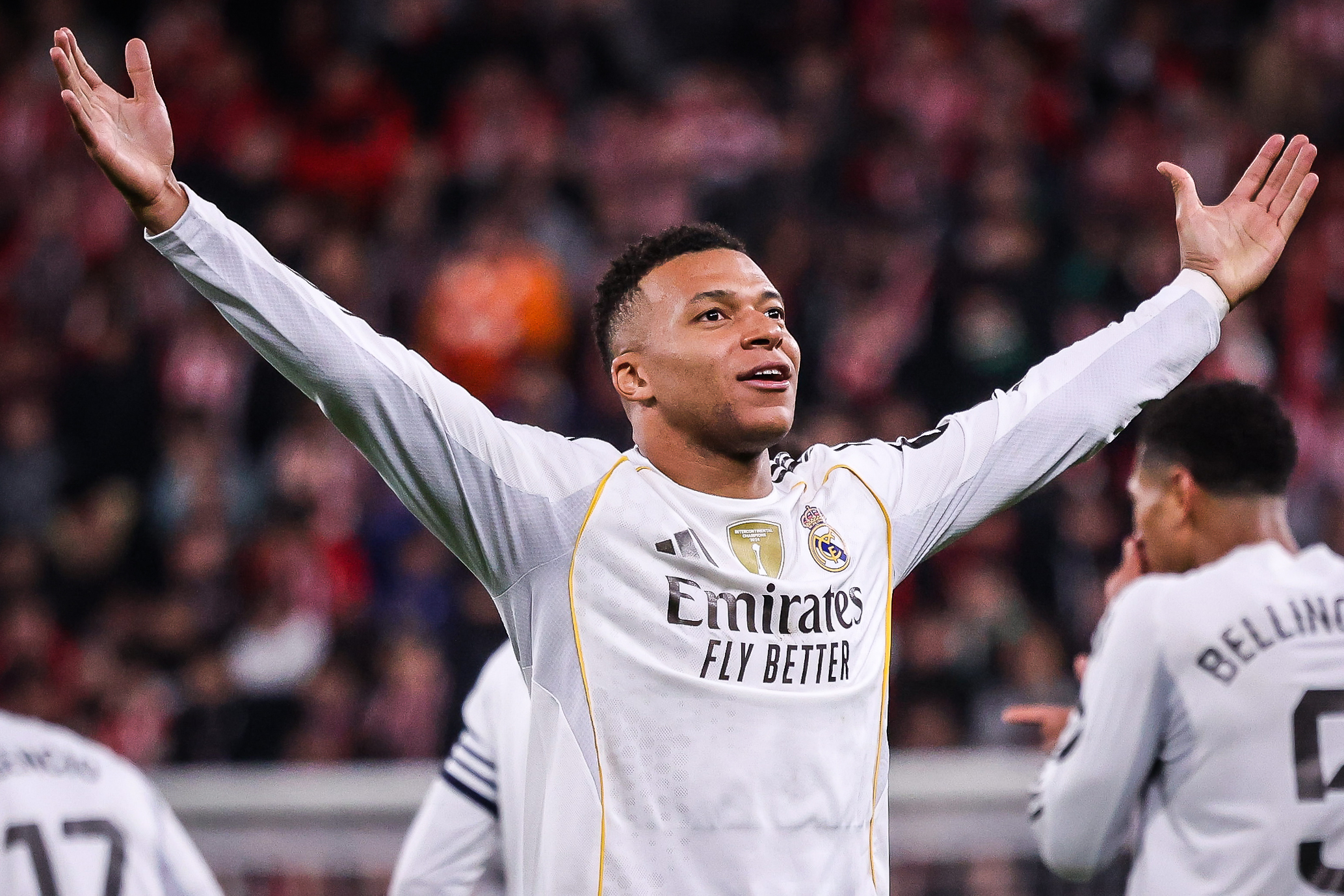Kylian MBAPPE of Real Madrid celebrates his goal during the Spanish championship LaLiga football match between Athletic Club and Real Madrid CF on 3 December 2025 at San Mames in Bilbao, Spain (Photo by /Sipa USA)
2025.12.03 Bilbao
pilka nozna liga hiszpanska
Athletic Bilbao - Real Madryt
Foto IPA/SIPA USA/PressFocus

!!! POLAND ONLY !!!