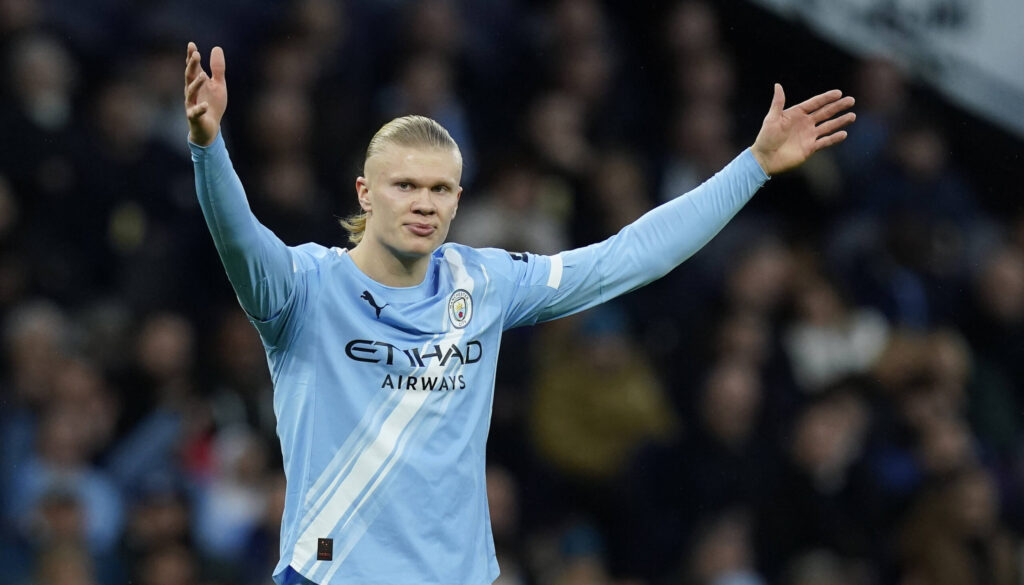 Manchester, England, 6th December 2025. Erling Haaland of Manchester City during the Manchester City vs Sunderland Premier League match at the Etihad Stadium, Manchester. Picture credit should read: Andrew Yates / Sportimage EDITORIAL USE ONLY. No use with unauthorised audio, video, data, fixture lists, club/league logos or live services. Online in-match use limited to 120 images, no video emulation. No use in betting, games or single club/league/player publications. SPI_088_AY_Man_City_Sunderland SPI-4351-0089
2025.12.06 Manchester
pilka nozna , liga angielska
Manchester City - Sunderland
Foto IMAGO/PressFocus

!!! POLAND ONLY !!!