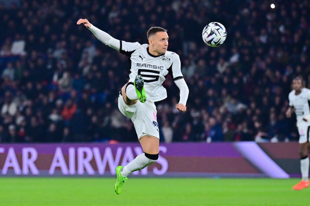 Przemyslaw Frankowski ( 95 - Rennes ) during the Ligue 1 match between Paris Saint Germain and Stade Rennais at Parc Des Princes on December 06 , 2025 in Paris, France. ( Photo by Federico Pestellini / PsnewZ ) - Photo :  Federico Pestellini / Federico Pestellini / Psnewz / SIPA /00318860_0010//Credit:PSNEWZ/SIPA/2512062116
2025.12.06 Paryz
pilka nozna liga francuska
PSG Paris Saint-Germain - Stade Rennes
Foto PSNEWZ/SIPA/PressFocus

!!! POLAND ONLY !!!