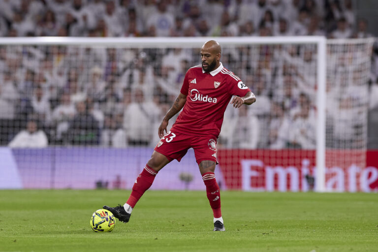 Marcos do Nascimento Teixeira, known as Marcao of Sevilla FC seen in action during the La Liga EA Sports 2025/2026 week 17 football match between Real Madrid CF and Sevilla FC at Santiago Bernabeu Stadium. Final score: Real Madrid CF 2:0 Sevilla FC. (Photo by Federico Titone / SOPA Images/Sipa USA)
2025.12.20 Madryt
pilka nozna liga hiszpanska
Real Madryt - Sevilla FC
Foto SOPA Images/SIPA USA/PressFocus

!!! POLAND ONLY !!!