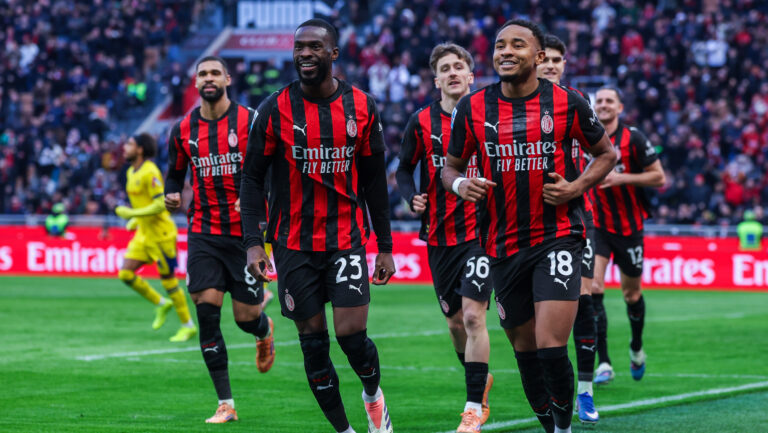 Christopher Alan Nkunku of AC Milan celebrates after scoring a goal during Serie A 2025/26 football match between AC Milan and Hellas Verona FC at San Siro Stadium in Milan (Photo by Fabrizio Carabelli/IPA Sport / ipa-agency.net/IPA/Sipa USA)
2025.12.28 Mediolan
pilka nozna liga wloska
AC Milan - Hellas Werona
Foto IPA/SIPA USA/PressFocus

!!! POLAND ONLY !!!