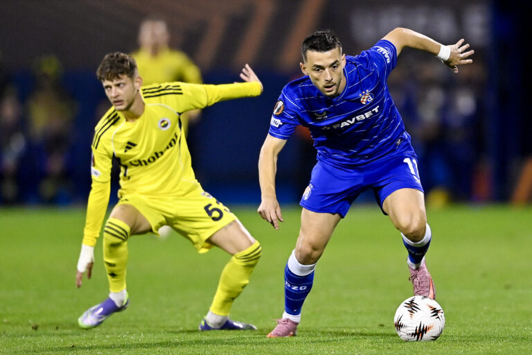 ZAGREB, CROATIA - SEPTEMBER 24: Sebastian Szymanski of Fenerbahce F.K. in duel with Arber Hoxha of GNK Dinamo during the UEFA Europa League 2025/26 League Phase MD1 match between GNK Dinamo and Fenerbahce SK at Stadion Maksimir on September 24, 2025 in Zagreb, Croatia. Photo: Igor Soban/PIXSELL/Sipa USA
2025.09.24 Zagrzeb
pilka nozna Liga Europy
Dinamo Zagrzeb - Fenerbahce Stambul
Foto Pixsell/SIPA USA/PressFocus

!!! POLAND ONLY !!!