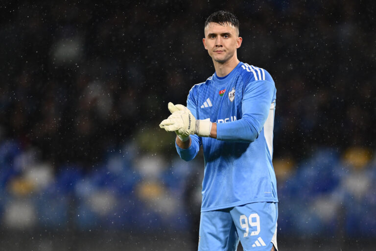 Mateusz Kochalski of Qarabag F.K. is in action during the UEFA Champions League phase day 5 football match between S.S.C. Napoli and Qarabag F.K. at the Diego Armando Maradona Stadium on November 25, 2025 in Naples, Italy. (Photo by Domenico Cippitelli/IPA Sport / ipa-agency.net/IPA/Sipa USA)
2025.11.25 Neapol
pilka nozna liga mistrzow
SSC Napoli - Karabach Agdam
Foto IPA/SIPA USA/PressFocus

!!! POLAND ONLY !!!