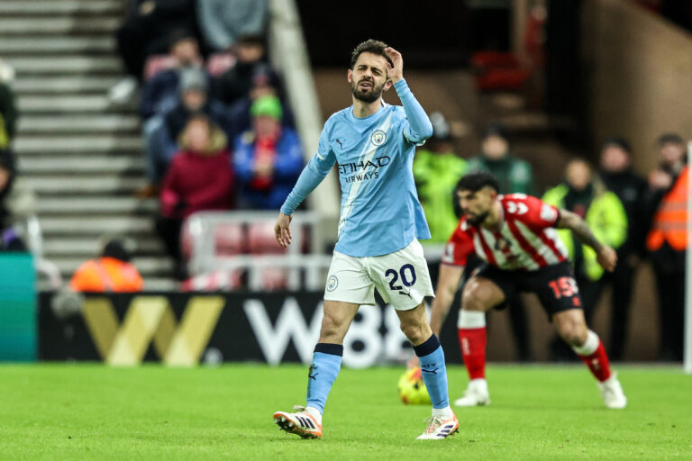 Bernardo Silva of Manchester City reacts during the Premier League match Sunderland vs Manchester City at Stadium Of Light, Sunderland, United Kingdom, 1st January 2026

(Photo by Alfie Cosgrove/News Images)

*** GER AUT SUI OUT *** in Sunderland, United Kingdom on 1/1/2026. (Photo by Alfie Cosgrove/News Images/Sipa USA)
2026.01.01 Sunderland
pilka nozna liga angielska
Sunderland - Manchester City
Foto News Images/SIPA USA/PressFocus

!!! POLAND ONLY !!!
