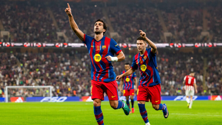 Ferran Torres celebrating during Spanish Supercup Semifinal game between FC Barcelona, Barca and Athletic Club Maciej Rogowski/Ball Raw Images Jeddah King Abdullah Sports City Saudi Arabia Copyright: xMaciejxRogowskix ROG_BARvsATL-89
2026.01.07 Dzedda
pilka nozna Superpuchar Hiszpanii
FC Barcelona - Athletic Bilbao

Foto IMAGO/PressFocus

!!! POLAND ONLY !!!