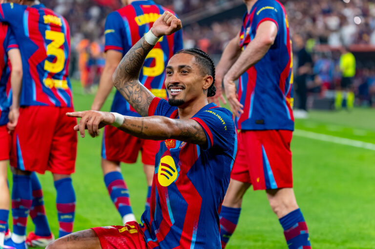 Raphinha celebrating seen during Spanish Supercup Final game between teams of FC Barcelona, Barca and Real Madrid Iris Arsenie/Ball Raw Images Jeddah King Abdullah Sports City Saudi Arabia Copyright: xIrisxArseniex IRIS_BARvsRMA-05
2026.01.11 Dzedda
pilka nozna Superpuchar Hiszpanii
FC Barcelona - Real Madryt
Foto IMAGO/PressFocus

!!! POLAND ONLY !!!