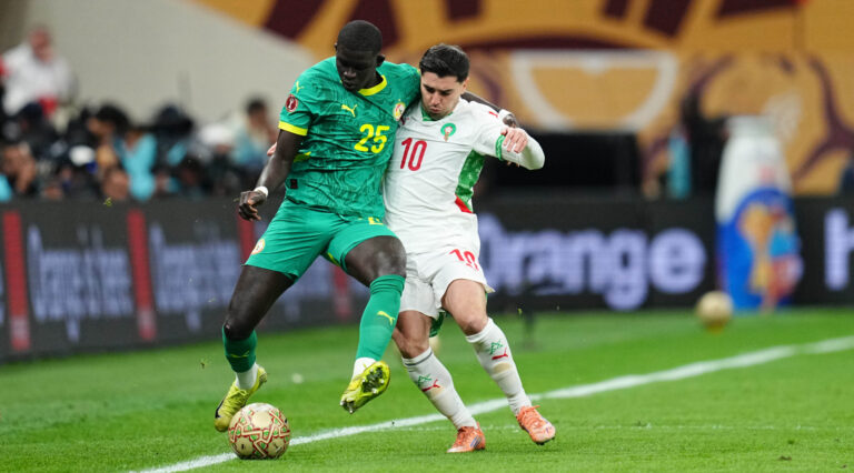 January 18 2026: El Hadji Malick Diouf of Senegal and Brahim Abdelkader Diaz of Morocco battle for the ball  during a 2025 AFCON Africa Cup of Nations Final game, Morocco vs Senegal, at Prince Moulay Abdellah Stadium,, Rabat, Marocco. Ulrik Pedersen/CSM/Sipa USA (Credit Image: © Ulrik Pedersen/Cal Sport Media/Sipa USA)
2026.01.18 Rabat
pilka nozna Puchar Narodow Afryki
Senegal - Maroko
Foto Cal Sport Media/SIPA USA/PressFocus

!!! POLAND ONLY !!!