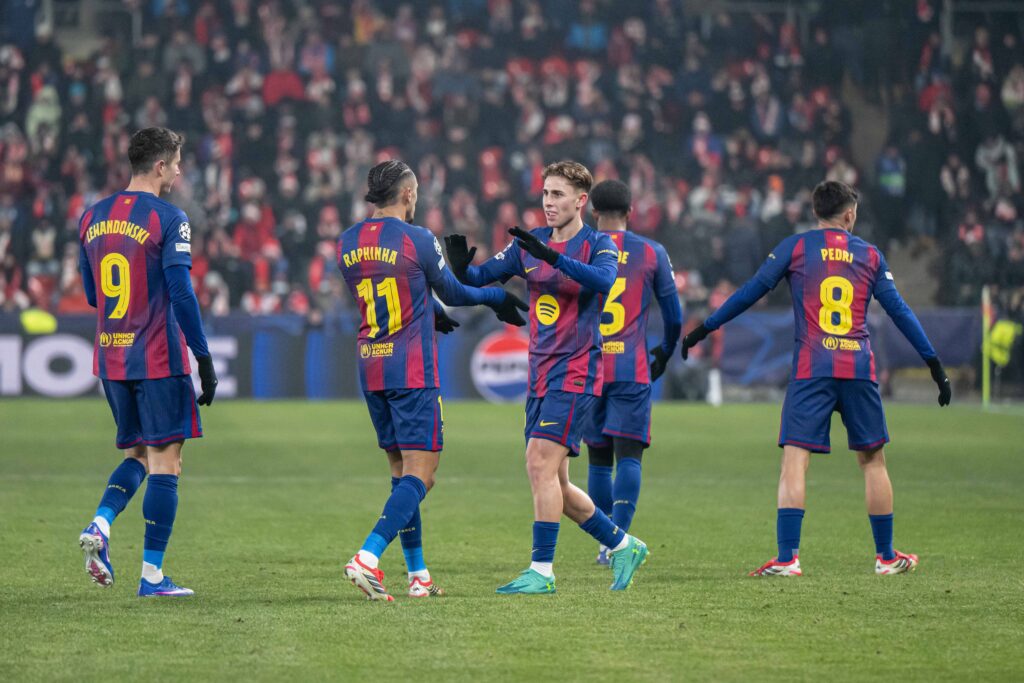 Fermin Lopez a goal celebrate during UEFA Champions league match, SK Slavia Praha - FC Barcelona, Barca , 21 january 2026, Fortuna Arena, Praha, Czech republic Copyright: xMICHALxFAJT,ZOSPORTU.SKx FAJ_9872
2026.01.21 Praga
pilka nozna liga mistrzow
Slavia Praga - FC Barcelona
Foto IMAGO/PressFocus

!!! POLAND ONLY !!!