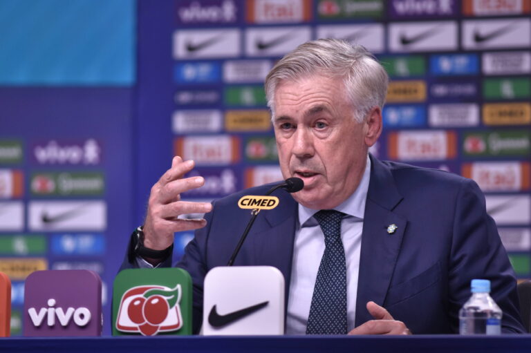 RECORD DATE NOT STATED Coach Carlo Ancelotti announces squad for 2026 World Cup qualifiers Rio de janeiro rj, 08/25/2025 - cbf/call-up/carlo ancelotti/brazilian national team, Nationalteam - coach carlo ancelotti of the brazilian men s national team, announces the list of 23 players selected for brazil s last two matches in the 2026 world cup qualifiers, this monday 25, at the headquarters of the brazilian football confederation cbf, in barra da tijuca rj. Foto: Saulo Angelo/Thenews2/imago images SPO PUBLICATIONxNOTxINxUSA Copyright: xSauloxAngelox
2025.08.26 Rio de Janeiro
pilka nozna , reprezentacja Brazylii, kwalifikacje do Mistrzostw Swiata 2026 eliminacje Brazylia
Carlo Ancelotti oglasza powolania do reprezentacji Brazylii
Foto IMAGO/PressFocus

!!! POLAND ONLY !!!