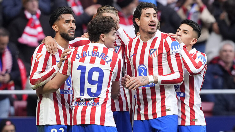 Atletico de Madrid's Nico Gonzalez, Marcos Llorente, Giuliano Simeone, Jose Maria Gimenez, Julian Alvarez and Thiago Almada celebrate goal during La Liga match. January 25, 2026. (Photo by Acero/Alter Photos/Sipa USA)
2026.01.25 Madryt 
pilka nozna liga hiszpanska
Atletico Madryt - RCD Mallorca

Foto Alter Photos/SIPA USA/PressFocus

!!! POLAND ONLY !!!