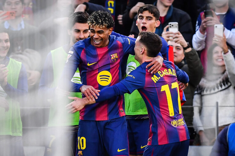 Lamine YAMAL of Barcelona celebrate his goal with teammates during the Spanish championship LaLiga football match between FC Barcelona and RCD Mallorca on 7 February 2026 at Camp Nou stadium in Barcelona, Spain (Photo by /Sipa USA)
2026.02.07  Barcelona
pilka nozna liga hiszpanska
FC Barcelona - RCD Mallorca

Foto IPA/SIPA USA/PressFocus

!!! POLAND ONLY !!!