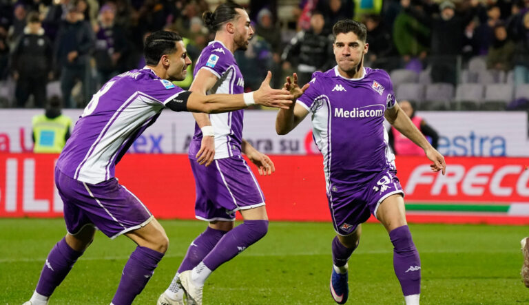 Fiorentina's Manor Solomon celebrates after scoring the goal of 1-1 during the Serie A soccer match between Fiorentina and Fiorentina at the Artemio Franchi stadium in Florence, center of Italy - Saturday, February 07, 2026. Sport - Soccer (Photo by Marco Bucco/La Presse) (Photo by Marco Bucco/La Presse/Sipa USA)
2026.02.08 Florencja
pilka nozna liga wloska
ACF Fiorentina - Torino FC

Foto LaPresse/SIPA USA/PressFocus

!!! POLAND ONLY !!!