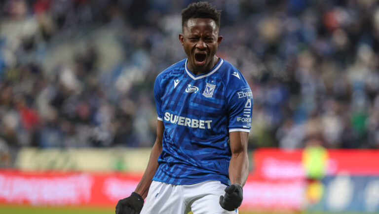 2026.02.15 Poznan
Pilka nozna Ekstraklasa sezon 2025/2026
Lech Poznan - Piast Gliwice
N/z Yannick Agnero gol radosc bramka
Foto Pawel Jaskolka / PressFocus

2026.02.15 Poznan
Football Polish Ekstraklasa season 2025/2026
Lech Poznan - Piast Gliwice
Credit: Pawel Jaskolka / PressFocus