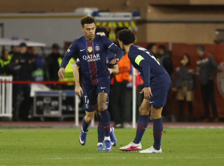 Desire Doue of FC Paris Saint-Germain celebrating with team mates after a goal during the Uefa Champions League, season 2025/2026, first leg play-off, football match between AS Monaco and FC Paris Saint-Germain on 17 February 2026 at Stade Louis II, Monaco. Photo Nderim Kaceli PUBLICATIONxNOTxINxITA Copyright: xNderimxKaceli/IPAxSportx/xipa-agency.netx/xx IPA_71657890 IPA_Agency_IPA71657890
2026.02.17 Monako
pilka nozna liga mistrzow
AS Monaco - PSG
Foto IMAGO/PressFocus

!!! POLAND ONLY !!!