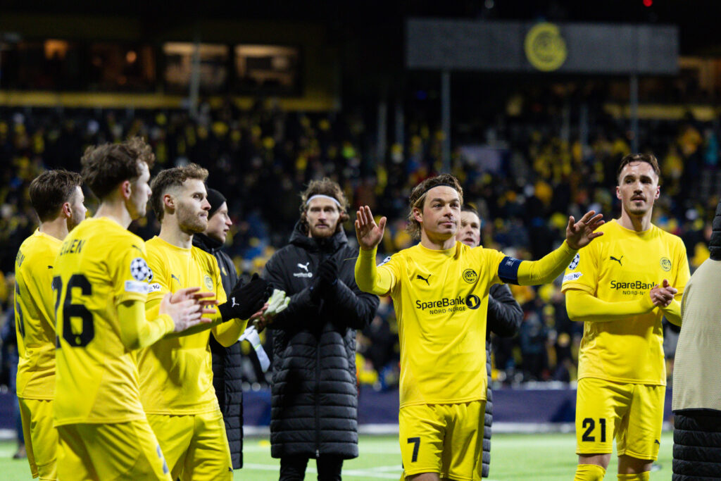 Players of Bodo/Glimt celebrate after winning the UEFA Champions League football match between Bodo/Glimt and Inter at Aspmyra in Bodo, Norway. (Photo by Ane Frosaker / SPP/Sipa USA)
2026.02.18 Bodo
pilka nozna liga mistrzow
FK Bodo/Glimt - Inter Mediolan
Foto SPP/SIPA USA/PressFocus

!!! POLAND ONLY !!!