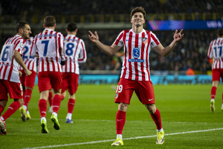 Julián Alvarez of Atletico Madrid celebrates after scoring his penalty during the UEFA Champions League 2025/26 KO Play-offs, 1st leg match between Club Brugge KV and Atletico de Madrid at Jan Breydelstadion in Bruges, Belgium on February 18, 2026 (Photo by Andrew SURMA/ SIPA USA).
2026.02.18 Brugia
pilka nozna liga mistrzow
Club Brugge - Atletico Madryt

Foto Andrew Surma/SIPA USA/PressFocus

!!! POLAND ONLY !!!