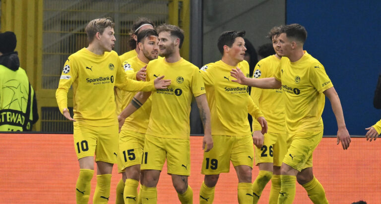 Jens Petter Hauge of FK Bodo Glimt celebrates after scoring the goal of 0-1 during the UEFA Champions League 2025/26 League Knockout Play-off Second Leg match between F.C. Inter and FK Bodo/Glimt at the San Siro Stadium on February 24, 2026 in Milan, Italy. (Photo by Domenico Cippitelli/IPA Sport / ipa-agency.net/IPA/Sipa USA)
2026.02.24 Mediolan
pilka nozna liga mistrzow
Inter Mediolan - FK Bodo/Glimt
Foto IPA/SIPA USA/PressFocus

!!! POLAND ONLY !!!