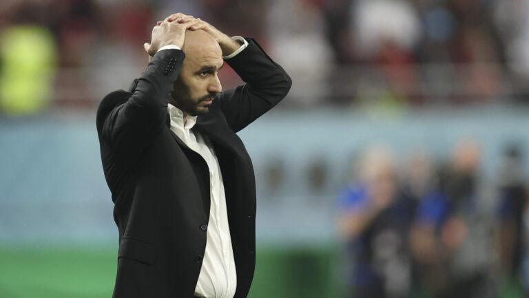 (221217) -- DOHA, Dec. 17, 2022 (Xinhua) -- Walid Regragui, head coach of Morocco, reacts at the end of the third place play-off match between Croatia and Morocco of the 2022 FIFA World Cup at Khalifa International Stadium in Doha, Qatar, Dec. 17, 2022. (Xinhua/Jia Haocheng)

2022.12.17 DOHA
pilka nozna Mistrzostwa Swiata Katar 2022
Chorwacja - Maroko
Foto Jia Haocheng/Xinhua/PressFocus

!!! POLAND ONLY !!!