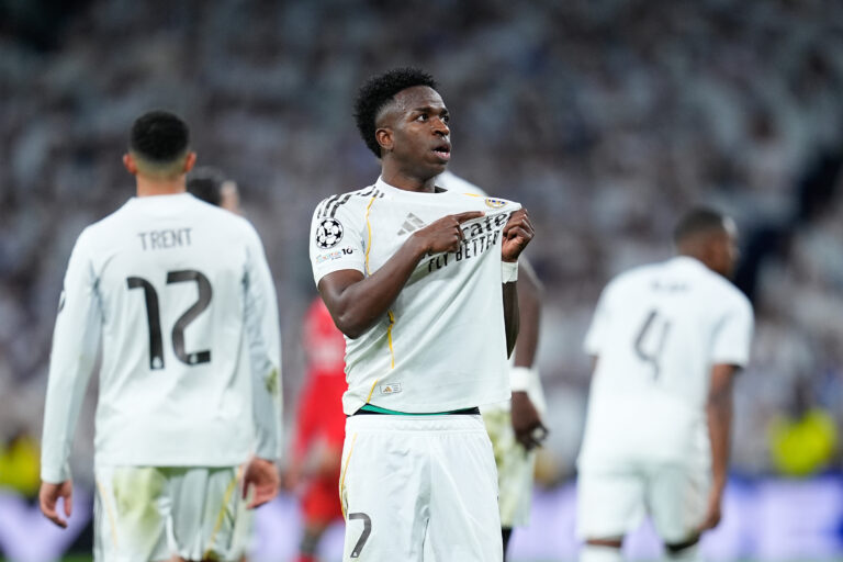 Vinicius Junior of Real Madrid CF celebrates a goal 2-1 during the UEFA Champions League, KO play-offs, 2nd Leg football match between Real Madrid CF and SL Benfica on 25 February 2026 at Santiago Bernabeu stadium in Madrid, Spain (Photo by /Sipa USA)
2026.02.25 Madryt
pilka nozna liga mistrzow
Real Madryt - Benfica Lizbona
PSG ASM
Foto IPA/SIPA USA/PressFocus

!!! POLAND ONLY !!!