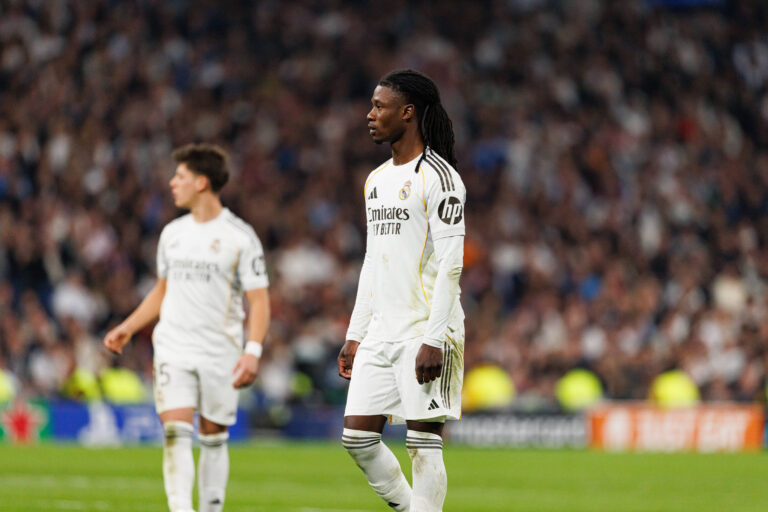 Eduardo Camavinga seen during Champions League knock out play off game between teams of Real Madrid CF and SL Benfica Maciej Rogowski/Ball Raw Images Madrid Bernabeu Spain Copyright: xMaciejxRogowskix maciejrogowski_real_benfica_2526_ROG9958
2026.02.25 Madryt
pilka nozna liga mistrzow
Real Madryt - Benfica Lizbona

Foto IMAGO/PressFocus

!!! POLAND ONLY !!!