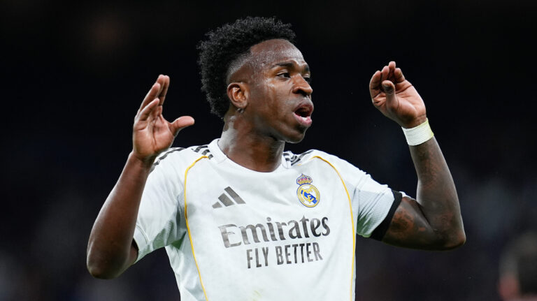 Vinicius Junior of Real Madrid during the Spanish championship LaLiga football match between Real Madrid CF and Getafe CF on 2 March 2026 at Santiago Bernabeu stadium in Madrid, Spain (Photo by /Sipa USA)
2026.03.02 Madryt
pilka nozna liga hiszpanska
Real Madryt - Getafe CF

Foto IPA/SIPA USA/PressFocus

!!! POLAND ONLY !!!