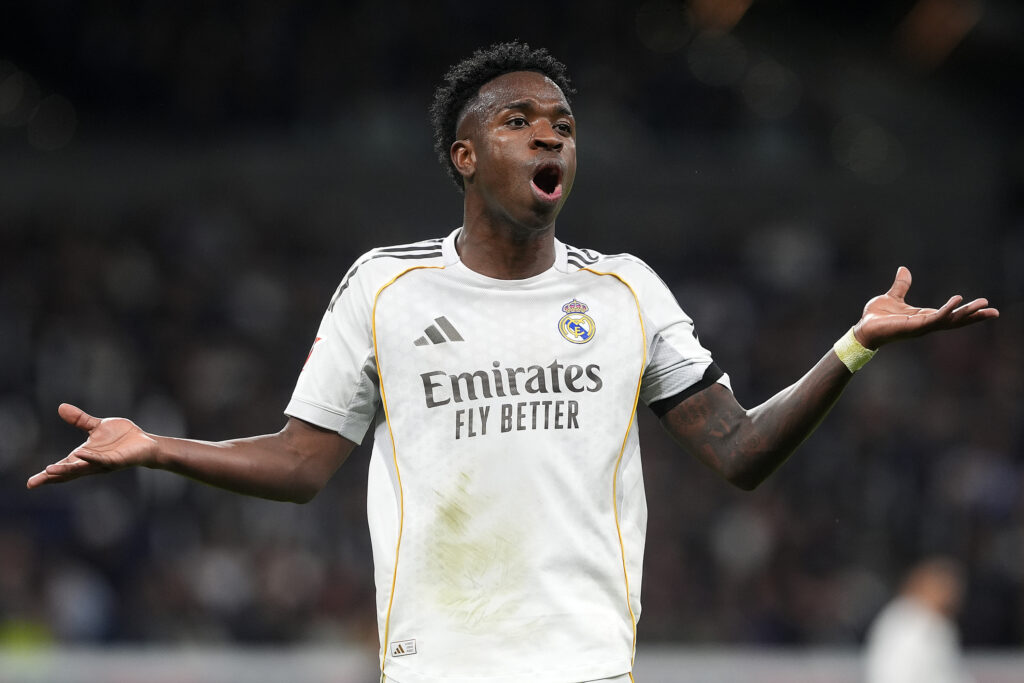 Real Madrid CF’s Vinicius Junior has words with the supporters during La Liga match. March 2, 2026. (Photo by Acero/Alter Photos/Sipa USA)
2026.03.02 Madryt
pilka nozna liga hiszpanska
Real Madryt - Getafe CF
Foto Alter Photos/SIPA USA/PressFocus

!!! POLAND ONLY !!!