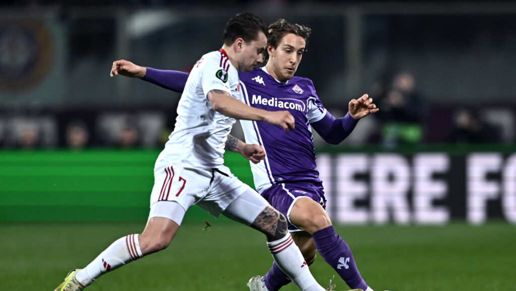 Mp Firenze 12/03/2026 - Conference League / Fiorentina-Rakow / foto Matteo Papini/Image nella foto: Fran Tudor-Jacopo Fazzini PUBLICATIONxNOTxINxITA
2026.03.12 Florencja
pilka nozna liga konferencji europy
ACF Fiorentina - Rakow Czestochowa
Foto IMAGO/PressFocus

!!! POLAND ONLY !!!