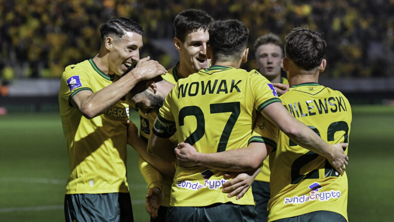 2026.03.14 Katowice
Pilka nozna PKO Ekstraklasa sezon 2025/2026
GKS Katowice - Lechia Gdansk
N/z Erik Jirka Mateusz Wdowiak Ilya Shkuryn Bartosz Nowak Sebastian Milewski radosc gol
Foto Mateusz Sobczak / PressFocus

2026.03.14 Katowice
Football Polish League PKO Ekstraklasa season 2025/2026
GKS Katowice - Lechia Gdansk
Erik Jirka Mateusz Wdowiak Ilya Shkuryn Bartosz Nowak Sebastian Milewski radosc gol
Credit: Mateusz Sobczak / PressFocus