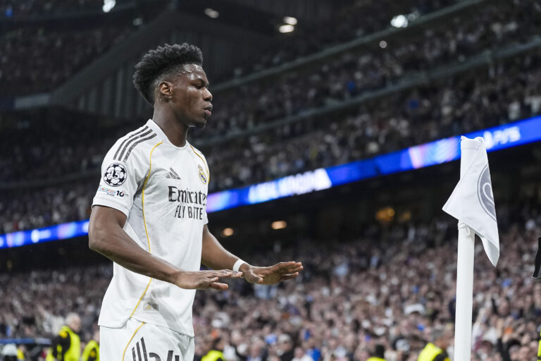 Aurelien Tchouameni of Real Madrid CF celebrates a goal 1-1 during the UEFA Champions League, KO play-offs, 2nd Leg football match between Real Madrid CF and SL Benfica on 25 February 2026 at Santiago Bernabeu stadium in Madrid, Spain (Photo by /Sipa USA)
2026.02.25 Madryt
pilka nozna liga mistrzow
Real Madryt - Benfica Lizbona
PSG ASM
Foto IPA/SIPA USA/PressFocus

!!! POLAND ONLY !!!