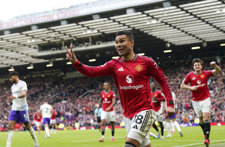 Manchester, England, 15th March 2026. Casemiro of Manchester United, ManU celebrates after scoring during the Manchester United vs Aston Villa Premier League match at Old Trafford, Manchester. Picture credit should read: Andrew Yates / Sportimage EDITORIAL USE ONLY. No use with unauthorised audio, video, data, fixture lists, club/league logos or live services. Online in-match use limited to 120 images, no video emulation. No use in betting, games or single club/league/player publications. SPI_096_AY_Man_Utd_Villa SPI-4605-0097
2026.03.15 Manchester
pilka nozna , liga angielska
Manchester United - Aston Villa
Foto IMAGO/PressFocus

!!! POLAND ONLY !!!