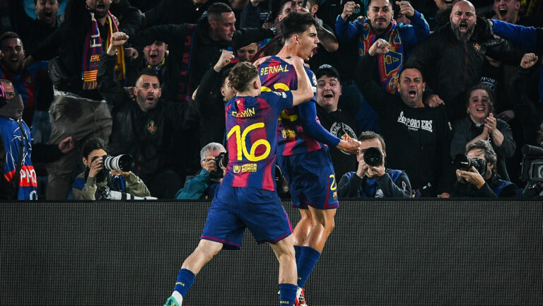 Marc BERNAL of Barcelona celebrate his goal with Fermin LOPEZ of Barcelona during the UEFA Champions League, Round of 16, 2nd leg football match between FC Barcelona and Newcastle United FC on 18 March 2026 at Camp Nou stadium in Barcelona, Spain (Photo by /Sipa USA)
2026.03.18 Barcelona
pilka nozna liga mistrzow
FC Barcelona - Newcastle United

Foto IPA/SIPA USA/PressFocus

!!! POLAND ONLY !!!