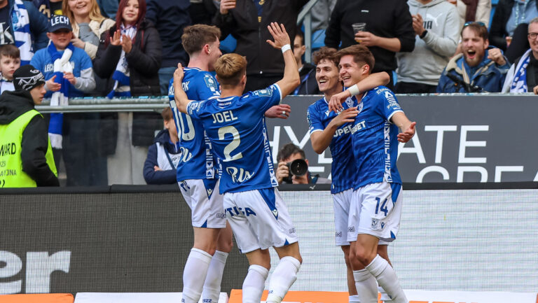 2026.03.22 Poznan
Pilka nozna Ekstraklasa sezon 2025/2026
Lech Poznan - Bruk-Bet Termalica Nieciecza
N/z Patrik Walemark Joel Pereira Leo Bengtsson Pablo Rpdriguez gol radosc bramka
Foto Pawel Jaskolka / PressFocus

2026.03.22 Poznan
Football Polish Ekstraklasa season 2025/2026
Lech Poznan - Bruk-Bet Termalica Nieciecza
Credit: Pawel Jaskolka / PressFocus