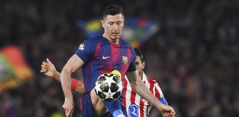 UEFA Champions League 2025 2026 quarter-final, FC Barcelona, Barca Atletico de Madrid, at Estadio Campo Nou in Barcelona Spain April 08, 2026, Barcelona, Barcelona, Spain: Robert Lewandowski of FC Barcelona during the UEFA Champions League 2025 2026 quarter-final, FC Barcelona Atletico de Madrid, at Estadio Campo Nou in Barcelona Spain Barcelona Barcelona Spain *** UEFA Champions League 2025 2026 quarter final, FC Barcelona Atletico de Madrid, at Estadio Campo Nou in Barcelona Spain April 08, 2026, Barcelona, Barcelona, Spain Robert Lewandowski of FC Barcelona during the UEFA Champions League 2025 2026 quarter final, FC Barcelona Atletico de Madrid, at Estadio Campo Nou in Barcelona Spain Barcelona Barcelona Barcelona Spain Copyright: xPACOxLARGOx
2026.04.08 Barcelona
pilka nozna , Liga Mistrzow
FC Barcelona - Atletico Madryt
Foto IMAGO/PressFocus

!!! POLAND ONLY !!!