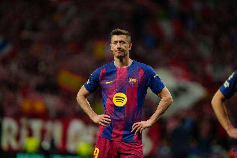 Robert Lewandowski seen during UEFA Champions League quarterfinal game between teams of Atletico de Madrid and FC Barcelona, Barca Kazimierz Koper/Ball Raw Images Madrid Estadio Jose Alvalade Spain Copyright: xKazimierzxKoperx kazimierzkoper_atletico_fcbarcelona_2526_8-107
2026.04.14 Madryt
pilka nozna , Liga Mistrzow
Atletico Madryt - FC Barcelona
Foto IMAGO/PressFocus

!!! POLAND ONLY !!!