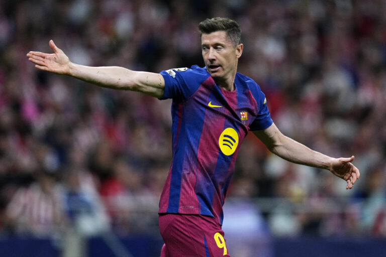 Robert Lewandowski of FC Barcelona during the UEFA Champions League match, Quarter-Finals, second leg, between Atletico de Madrid and FC Barcelona played at Riyadh Metropolitano Stadium on April 14, 2026 in Madrid. (Photo by Cesar Cebolla / PRESSINPHOTO)
2026.04.14 Madryt
pilka nozna Liga Mistrzow
Atletico Madryt - FC Barcelona
Foto pressinphoto/SIPA USA/PressFocus

!!! POLAND ONLY !!!