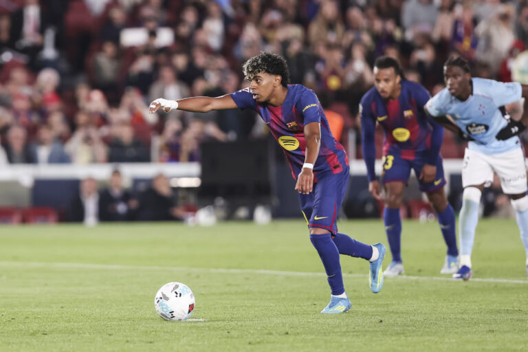 Lamine Yamal of FC Barcelona scores a penalty 1-0 during the Spanish championship LaLiga football match between FC Barcelona and RC Celta on 22 April 2026 at Camp Nou stadium in Barcelona, Spain (Photo by /Sipa USA)
2026.04.22 Barcelona
pilka nozna liga hiszpanska
FC Barcelona - Celta Vigo

Foto IPA/SIPA USA/PressFocus

!!! POLAND ONLY !!!