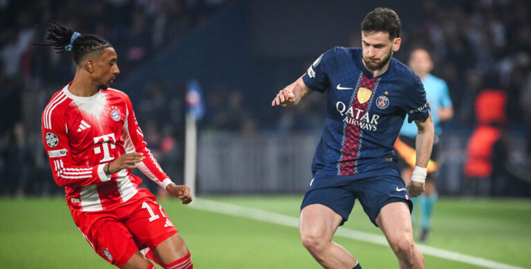Michael OLISE of Bayern Munich and Khvicha KVARATSKHELIA of PSG during the UEFA Champions League, Semi-finals, 1st leg football match between Paris Saint-Germain and FC Bayern Munich on 28 April 2026 at Parc des Princes stadium in Paris, France (Photo by /Sipa USA)
2026.04.28 Paryz
pilka nozna liga mistrzow
PSG - Bayern Monachium
Foto IPA/SIPA USA/PressFocus

!!! POLAND ONLY !!!