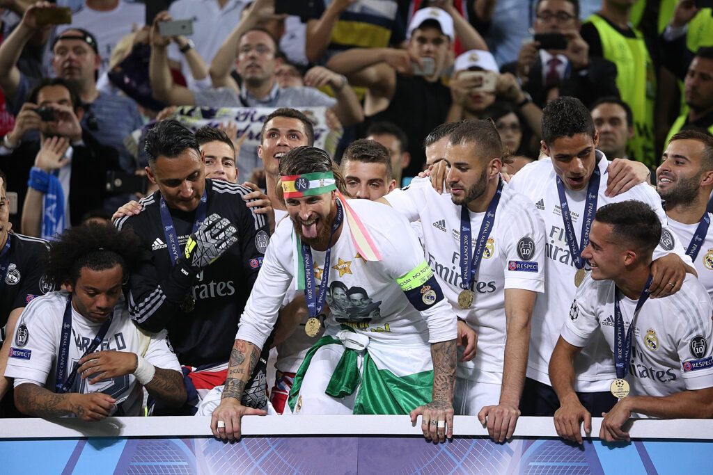 29.05.2016 Mediolan
Pilka nozna Liga Mistrzow
Real Madryt - Atletico Madryt
radosc feta puchar medal medale Keylor Navas Sergio Ramos
Foto Ivan Abanades Medina / Cordon Press / PressFocus

POLAND ONLY!!