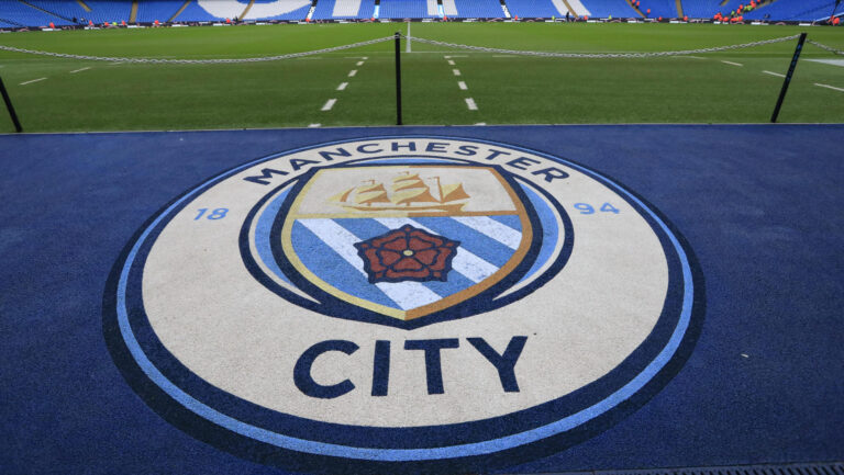 City badge inside the Etihad ahead of the Premier League match Manchester City vs Tottenham Hotspur at Etihad Stadium, Manchester, United Kingdom, 3rd December 2023

(Photo by Conor Molloy/News Images) in Manchester, United Kingdom on 12/3/2023. (Photo by Conor Molloy/News Images/Sipa USA)
2023.12.03 Manchester
pilka nozna liga angielska
Manchester City - Tottenham Hotspur
Foto Conor Molloy/News Images/SIPA USA/PressFocus

!!! POLAND ONLY !!!