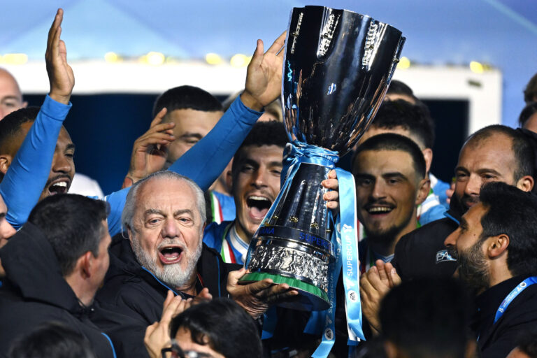 Db Riyadh 22/12/2025 - finale Supercoppa Italiana / Napoli-Bologna / foto Daniele Buffa/Image nella foto: Aurelio De Laurentiis PUBLICATIONxNOTxINxITA
2025.12.22 Rijad
pilka nozna , Superpuchar Wloch , final
SSC Napoli - Bologna FC
Foto IMAGO/PressFocus

!!! POLAND ONLY !!!