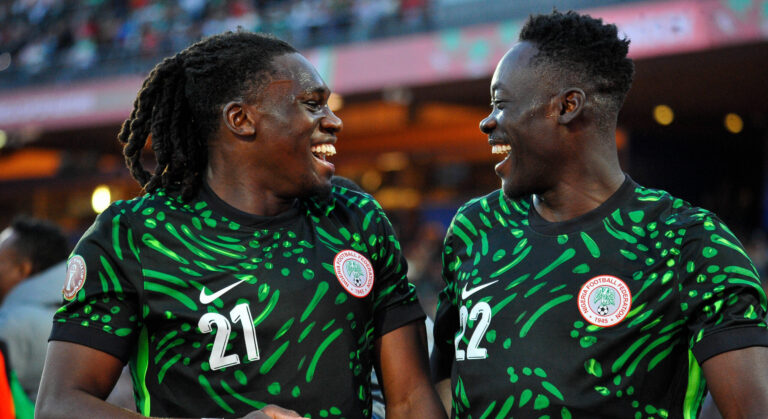 MARRAKECH, MOROCCO - JANUARY 10: Nigeria Akor Adams, Calvin Bassey celebrate goal during the Africa Cup of Nations AFCON match between Algeria and Nigeria at the Grand Stade on January 10th, 2026 in Marrakech, Morocco. Photo by Segun Ogunfeyitimi Copyright: xshengolpixsx
2026.01.10 Marakesz
pilka nozna , Puchar Narodow Afryki
Algieria - Nigeria
Foto IMAGO/PressFocus

!!! POLAND ONLY !!!