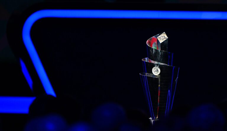 The Cup pictured during the draw of the league phase for the 26/27 edition of the Nations League soccer tournament, on Thursday 12 February 2026 in Brussels.
BELGA PHOTO DIRK WAEM (Photo by DIRK WAEM/Belga/Sipa USA)
2026.02.12 Bruksela
pilka nozna liga narodow losowanie
Losowanie grup Ligi Narodow
Foto IMAGO/PressFocus

!!! POLAND ONLY !!!