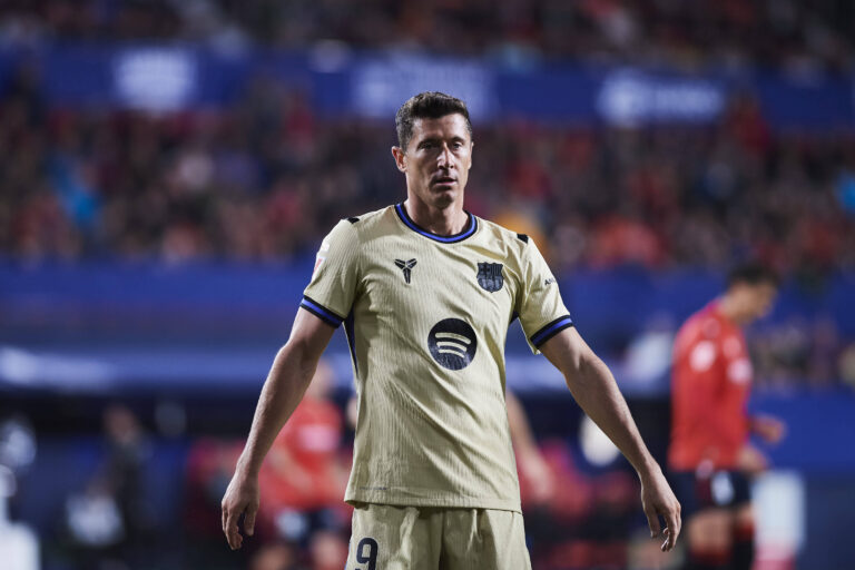 ESP: LaLiga EA Sports  Round 34 Club Atletico Osasuna v FC Barcelona, Barca Robert Lewandowski of Barcelona during LaLiga EA Sports, between Club Atletico Osasuna v FC Barcelona played at El Sadar Stadium, Pamplone on May 2, 2026 in Spain Pamplona Spain Futbol *** ESP LaLiga EA Sports Round 34 Club Atletico Osasuna v FC Barcelona Robert Lewandowski of Barcelona during LaLiga EA Sports, between Club Atletico Osasuna v FC Barcelona played at El Sadar Stadium, Pamplona on May 2, 2026 in Spain Pamplona Spain Football Copyright: xIvanxDelgadox/xAgenciaxLOFx
2026.05.02 Pampeluna
pilka nozna liga hiszpanska
Osasuna Pampeluna - FC Barcelona

Foto IMAGO/PressFocus

!!! POLAND ONLY !!!