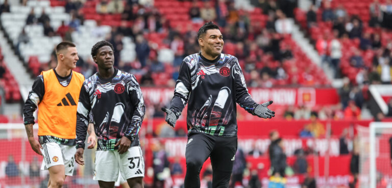 Casemiro of Manchester United reacts in the pregame warmup session during the Premier League match Manchester United vs Liverpool at Old Trafford, Manchester, United Kingdom on 03 May 2026

(Photo by Mark Cosgrove/News Images) in Manchester, United Kingdom on 5/3/2026. (Photo by Mark Cosgrove/News Images/Sipa USA)
2026.05.03 Manchester
pilka nozna liga angielska
Manchester United - Liverpool FC
Foto News Images/SIPA USA/PressFocus

!!! POLAND ONLY !!!