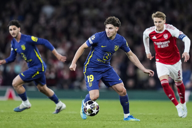 Julian Alvarez of Atletico de Madrid during the UEFA Champions League, Semi-finals, 2nd Leg football match between Arsenal FC and Atletico de Madrid on 5 May 2026 at Emirates Stadium in London, England (Photo by /Sipa USA)
2026.05.05 Londyn
pilka nozna Liga Mistrzow
Arsenal Londyn - Atletico Madryt
Foto IPA/SIPA USA/PressFocus

!!! POLAND ONLY !!!