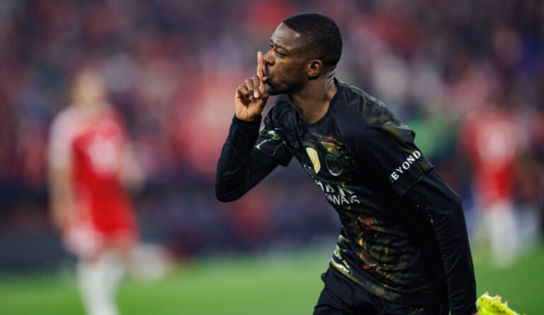 Ousmane Dembele seen celebrating after scoring goal during UEFA Champions League semifinal game between teams o FC Bayern Munchen and Paris Saint-Germain Grzegorz Wajda/Ball Raw Images Munich Allianz Arena Germany Copyright: xGrzegorzxWajdax grzegorzwajda_bayernpsg_2526-3
2026.05.06 Monachium
pilka nozna , Liga Mistrzow
Bayern Monachium - Paris Saint-Germain
FCB PSG
Foto IMAGO/PressFocus

!!! POLAND ONLY !!!