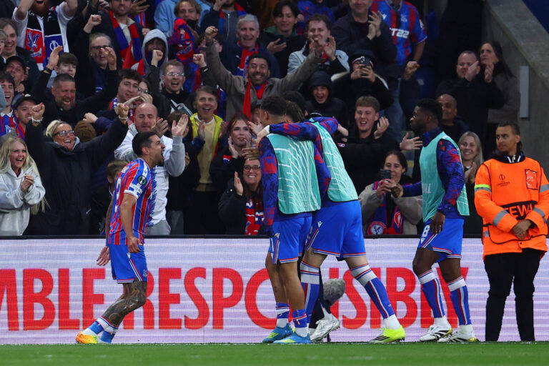 London, England, 7th May 2026. Daniel Munoz of Crystal Palace celebrates after scoring to make it 1-0 during the Crystal Palace vs Shakhtar Donetsk UEFA Conference League Semi Final 2nd leg match at Selhurst Park, London. Picture credit should read: Paul Terry / Sportimage EDITORIAL USE ONLY. No use with unauthorised audio, video, data, fixture lists, club/league logos or live services. Online in-match use limited to 120 images, no video emulation. No use in betting, games or single club/league/player publications. SPI_031_PT_Crystal_Palace_Shakhtar SPI-4783-0031
2026.05.07 Londyn
pilka nozna liga konferencji europy
Crystal Palace - Szachtar Donieck
Foto IMAGO/PressFocus

!!! POLAND ONLY !!!